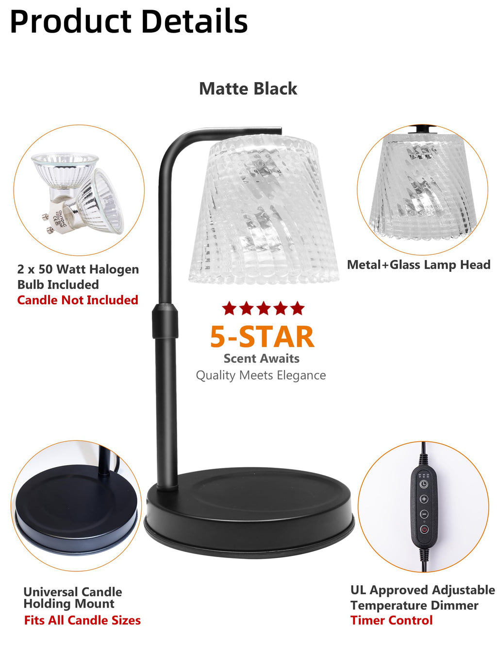 Candle Warmer Lamp with Timer Dimmable V3555