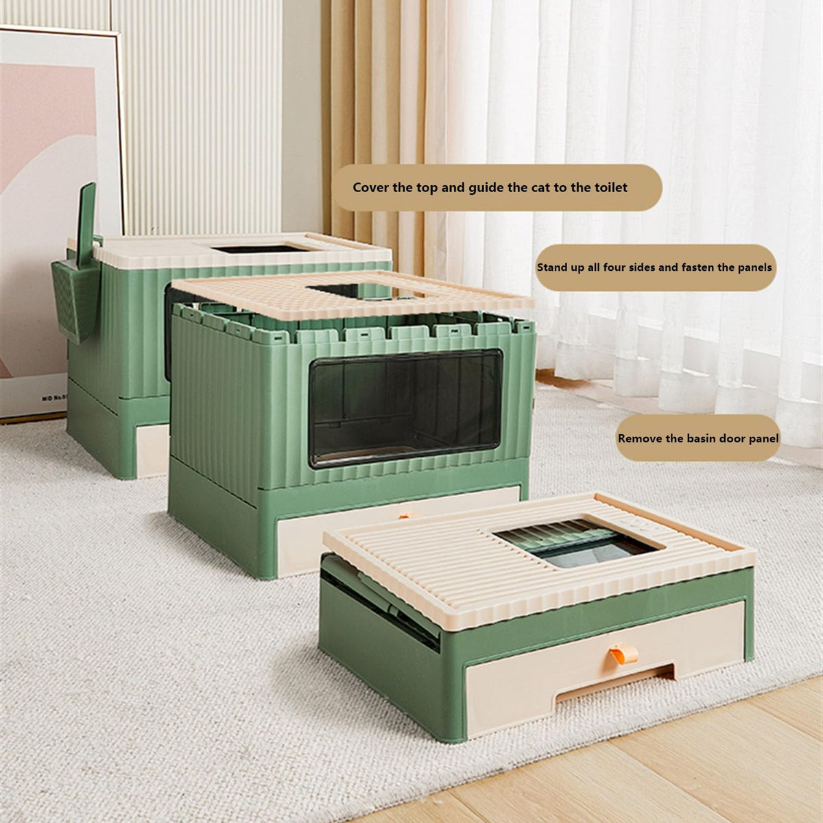 Top Entry Cat Litter Box with Lid Foldable L9344