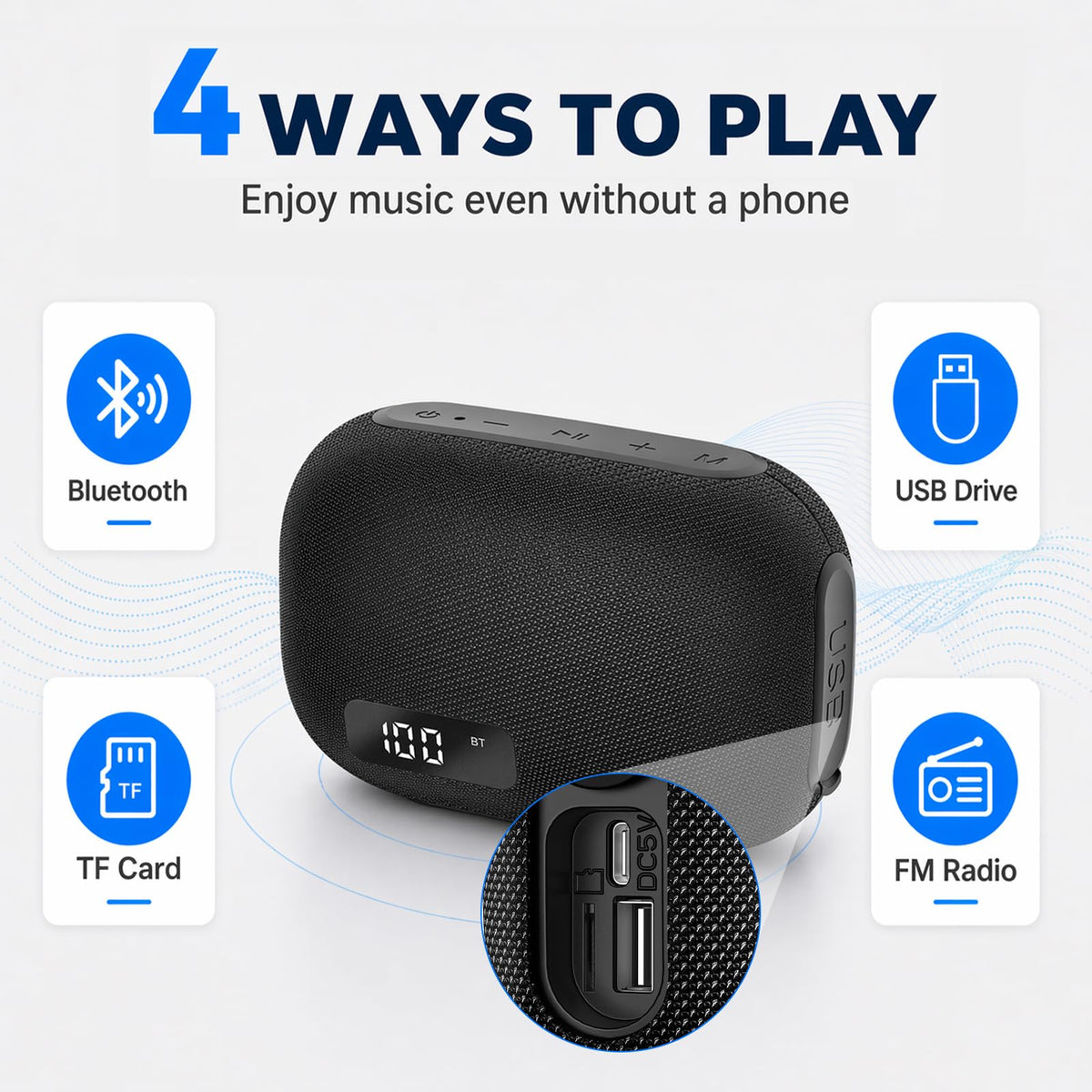 Portable IP67 Waterproof Bluetooth Speaker with Digital Battery Display I343