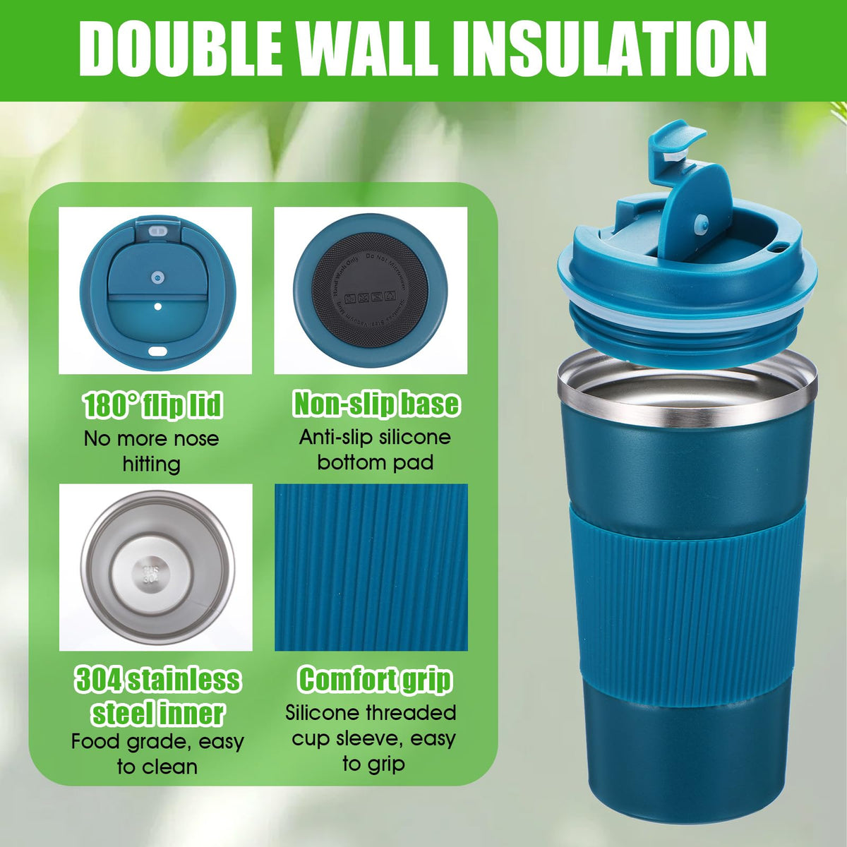 4 Pack 17oz Stainless Steel Insulated Coffee Mug with Lid F2513