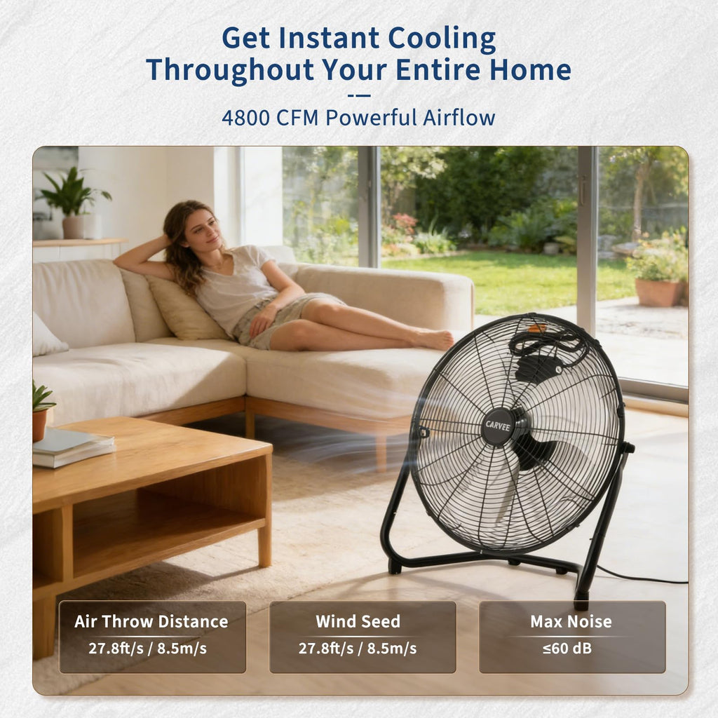 20'' 3000CFM Metal Floor Fan H762