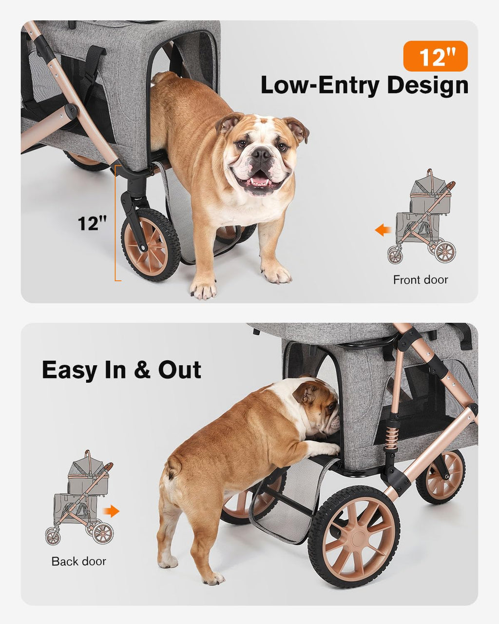 Double Pet Stroller with 2 Detachable Carriers P393623