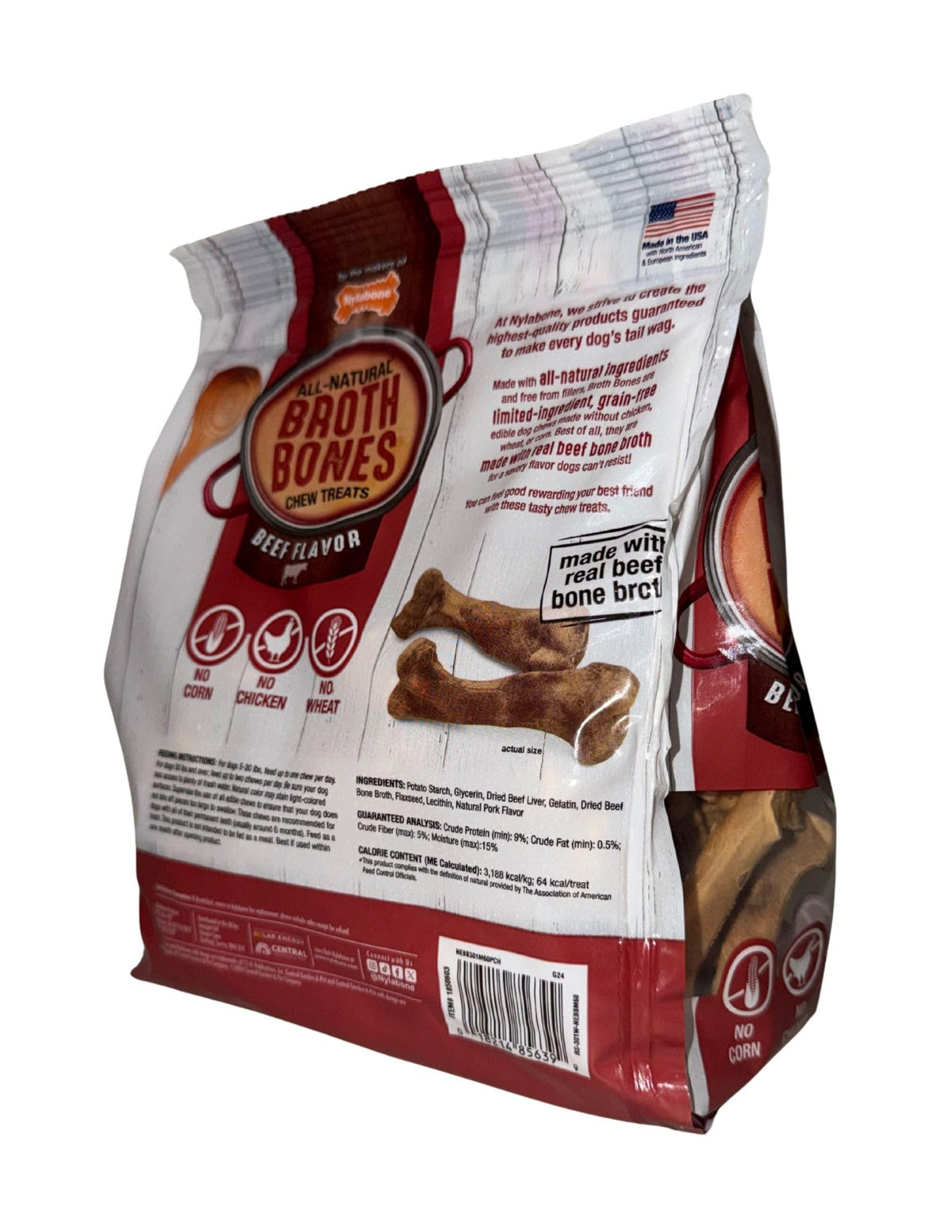Beef Broth Bones Dog Treats 60 Count 2.6 Lb V74167