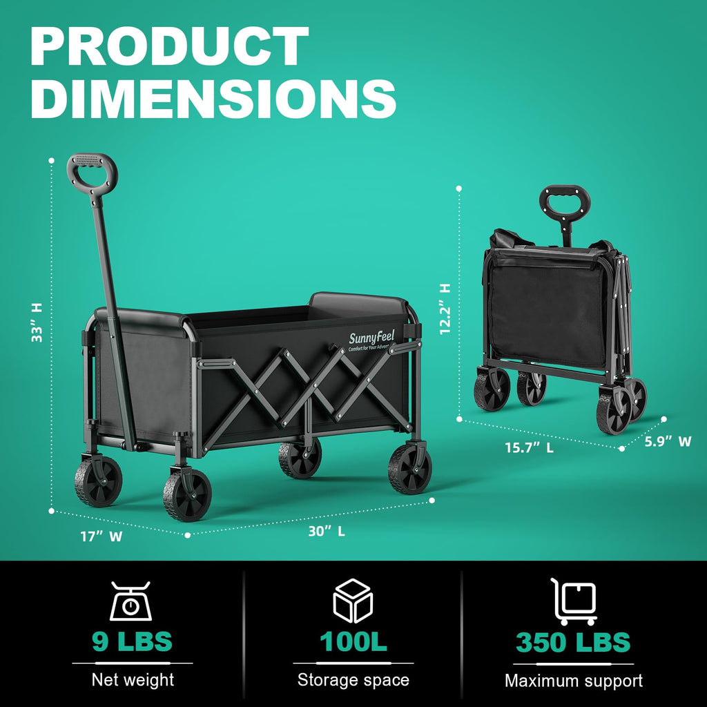 Lightweight Folding Wagon Cart, Black U488