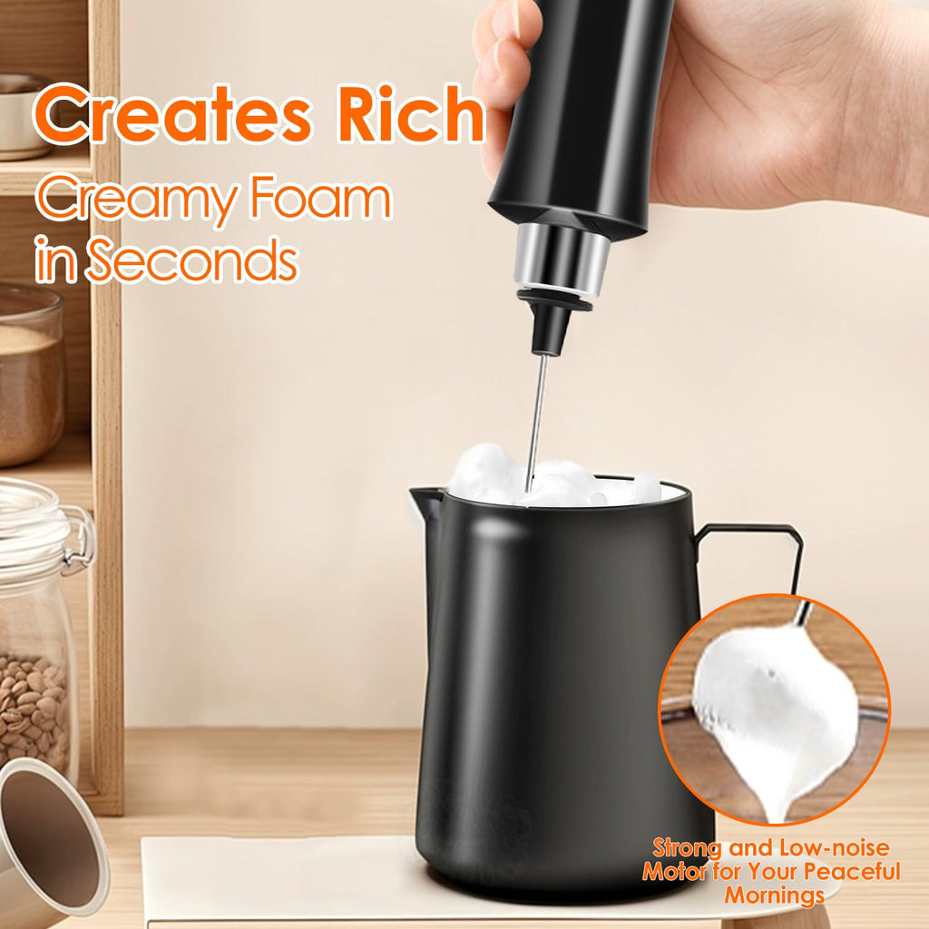 Rechargeable Handheld Milk Frother with 3 Stainless Steel Whisks Q96199