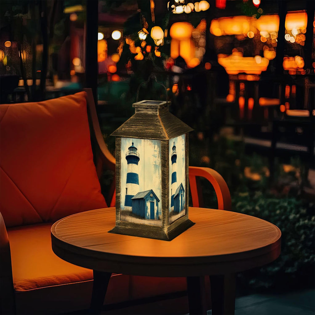 Navy Blue Coastal Solar Lantern B222