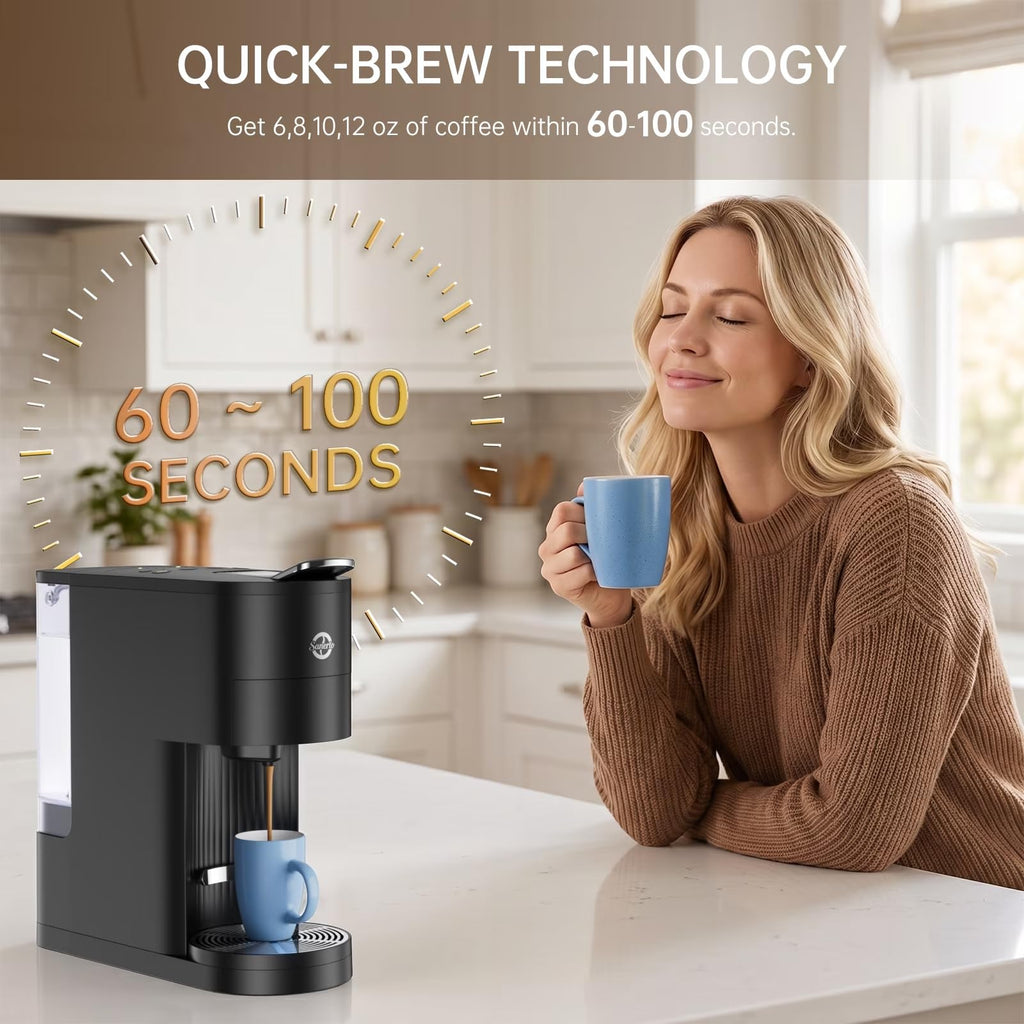 Single Serve Coffee Maker with K Cup Capsules & Grounds, Black Z441