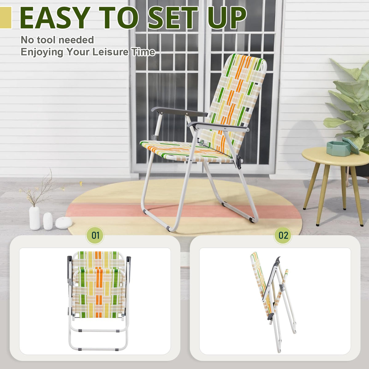 Set of 2 Webbed Folding Beach Chairs Z358