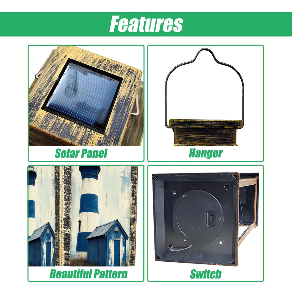 Navy Blue Coastal Solar Lantern B222