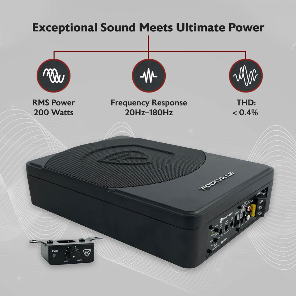 10" Slim Under-Seat Powered Car Subwoofer F26372