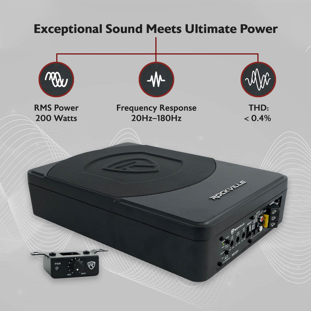 10" Slim Under-Seat Powered Car Subwoofer F26372