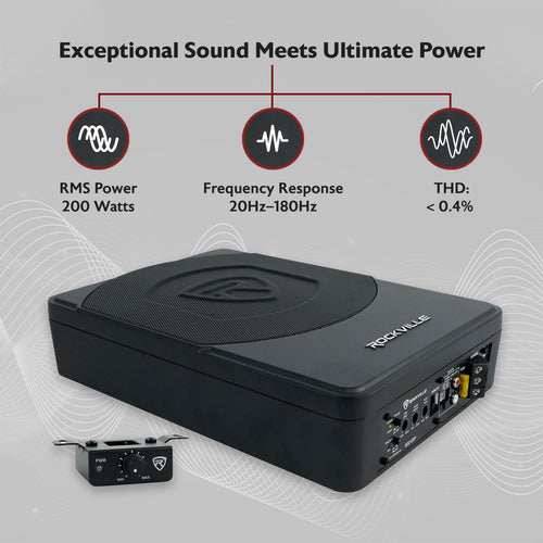 10" Slim Under-Seat Powered Car Subwoofer F26372