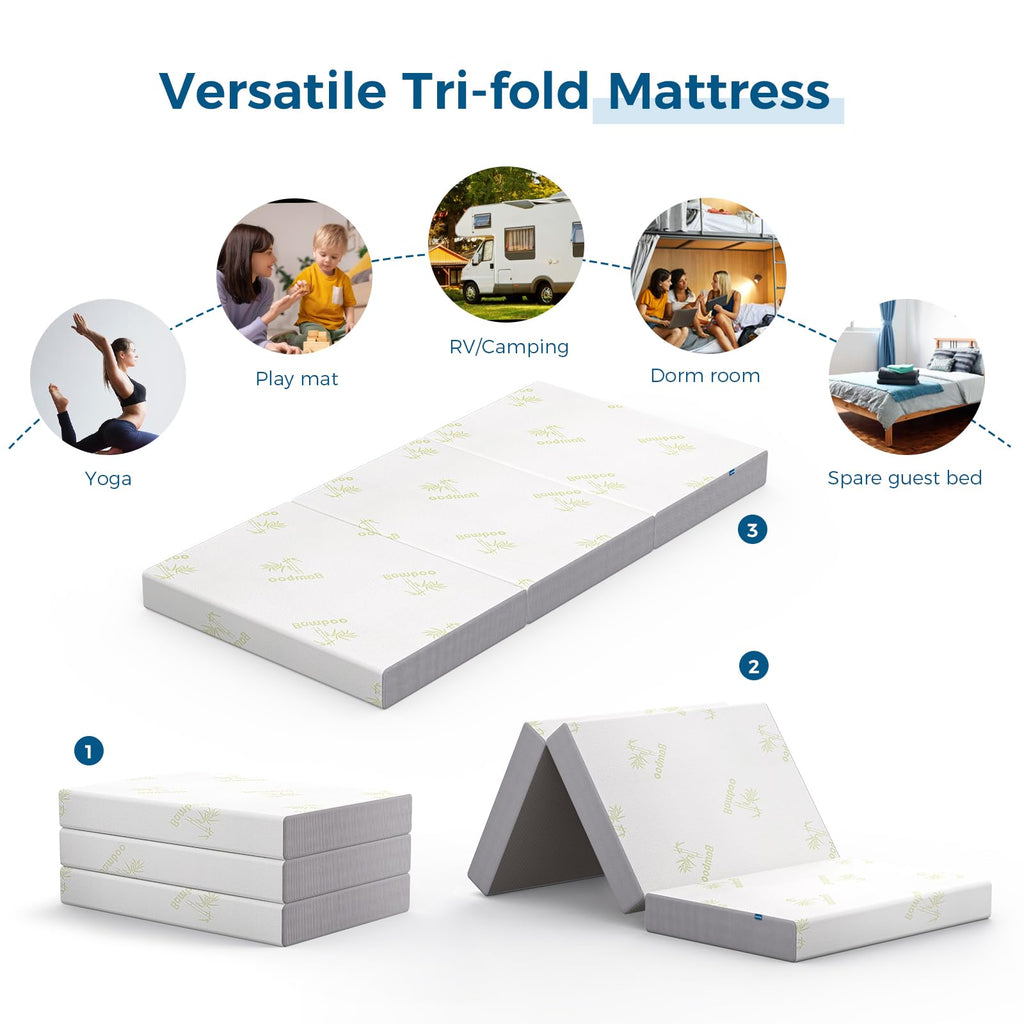 Twin 5 Inch Memory Foam Trifold Mattress E1554
