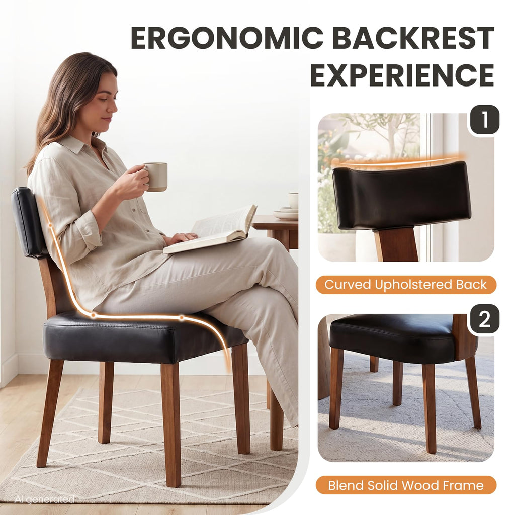 Black Set of 6 PU Leather Upholstered Dining Chairs A91845