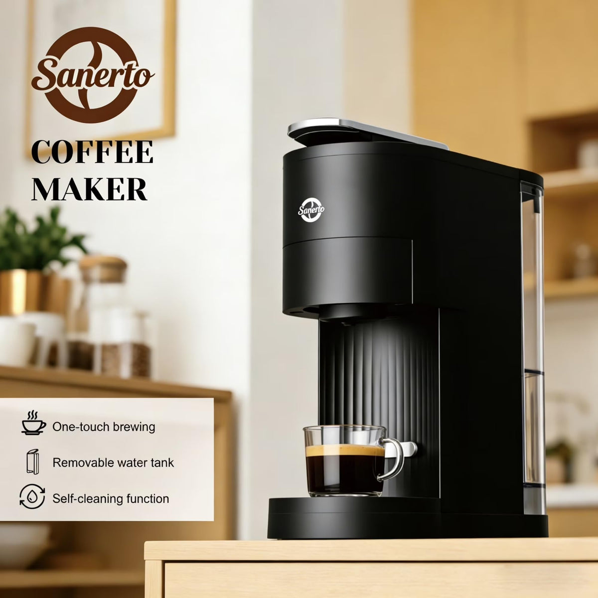 Single Serve Coffee Maker with K Cup Capsules & Grounds, Black Z441