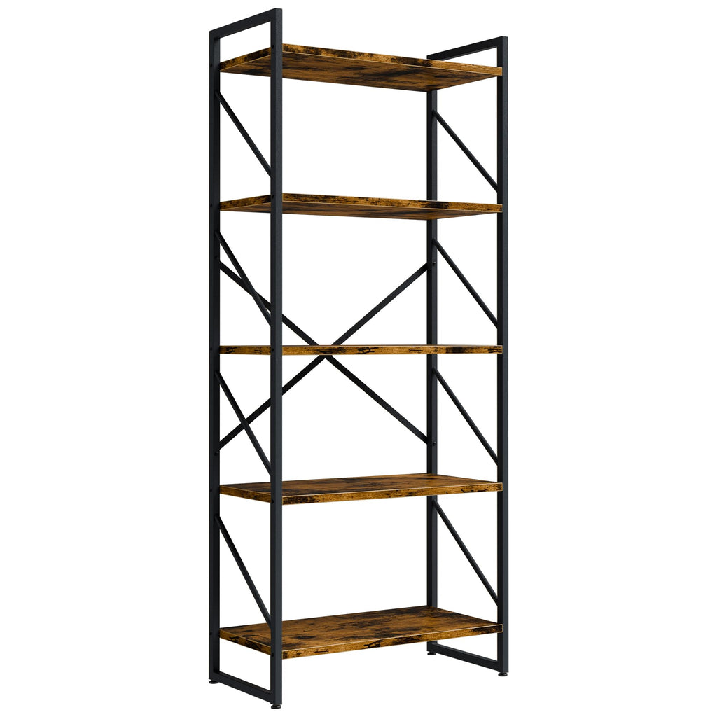 5 Tiers Rustic Brown Bookshelf F9366