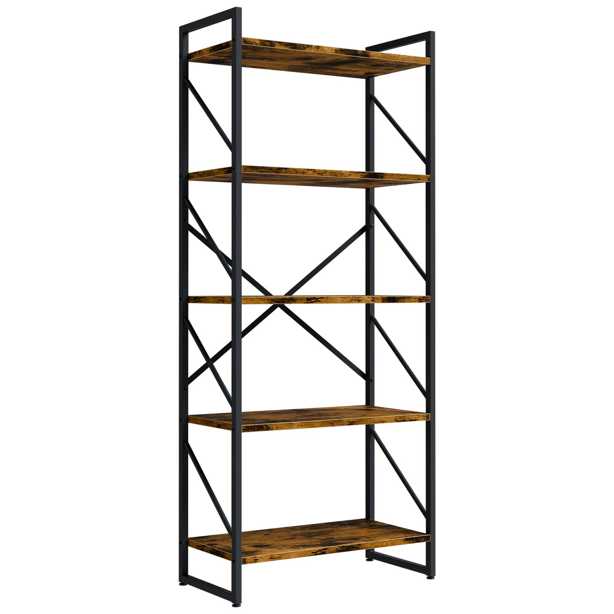 5 Tiers Rustic Brown Bookshelf F9366