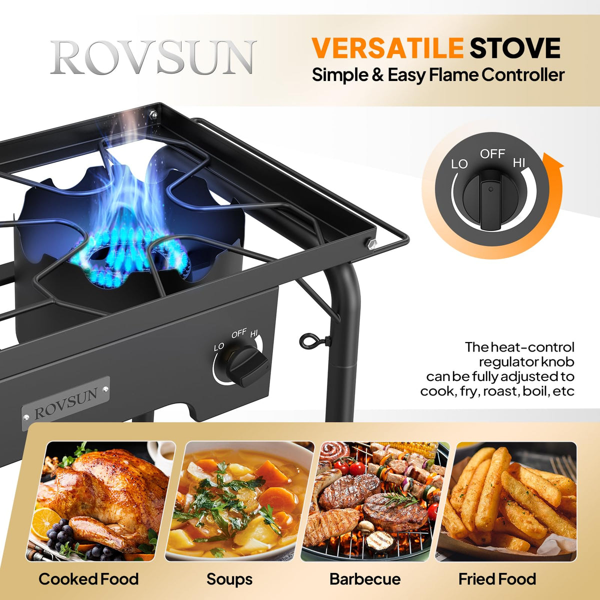 2 Burner Portable Propane Gas Stove with Side Shelves D306834