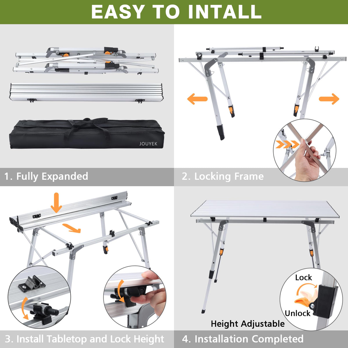 Lightweight Aluminum Folding Camping Table White I819