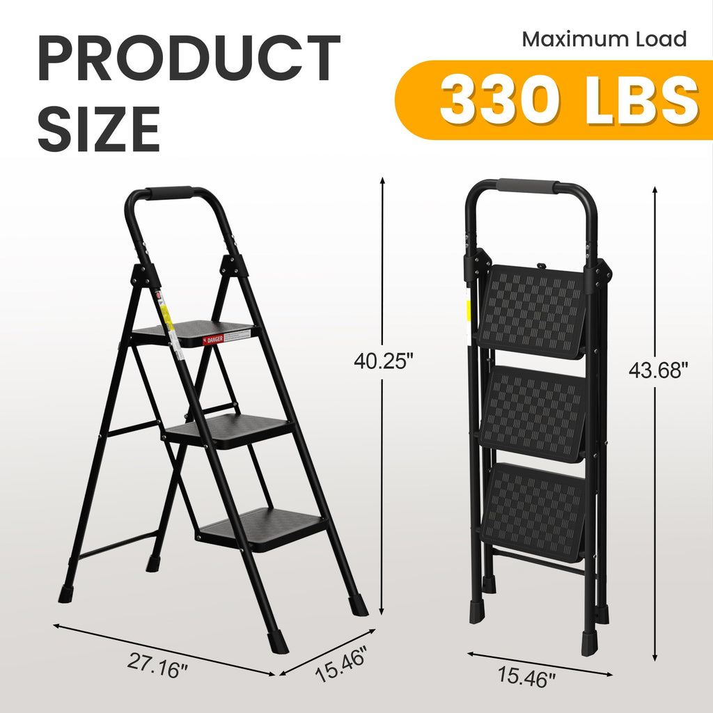 3 Step Folding Ladder with Anti-Slip Pedal I4068