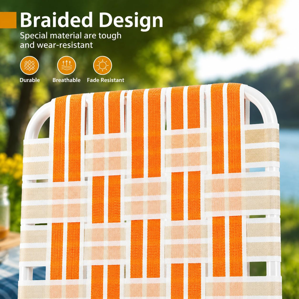 Webbed Foldable Metal Patio Chairs Set of 2 J611237