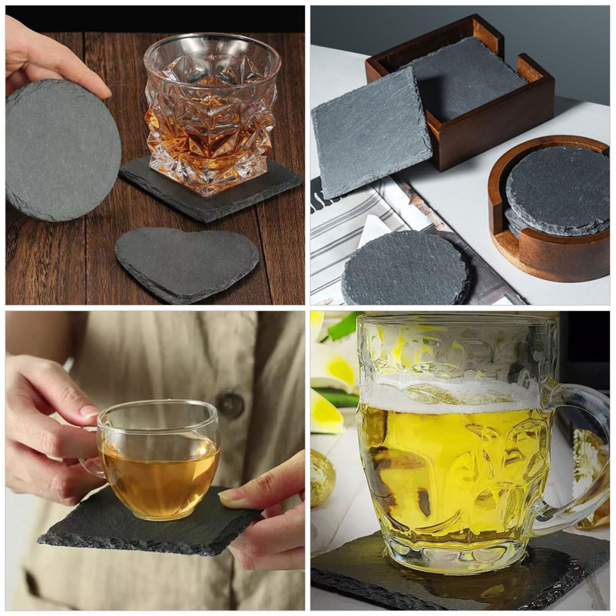 12 Pc Natural Stone Square Drink Coasters N9792