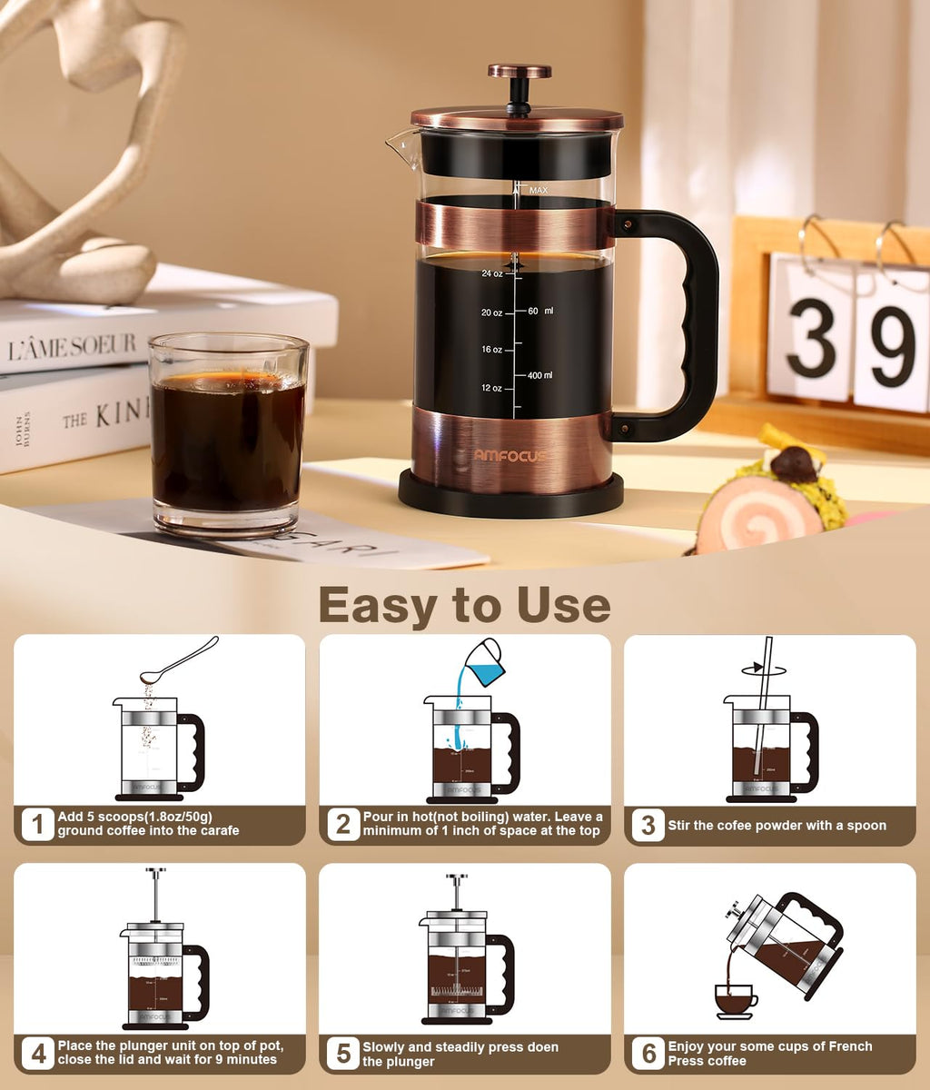 34 Ounce Stainless Steel French Press Coffee Maker F55481