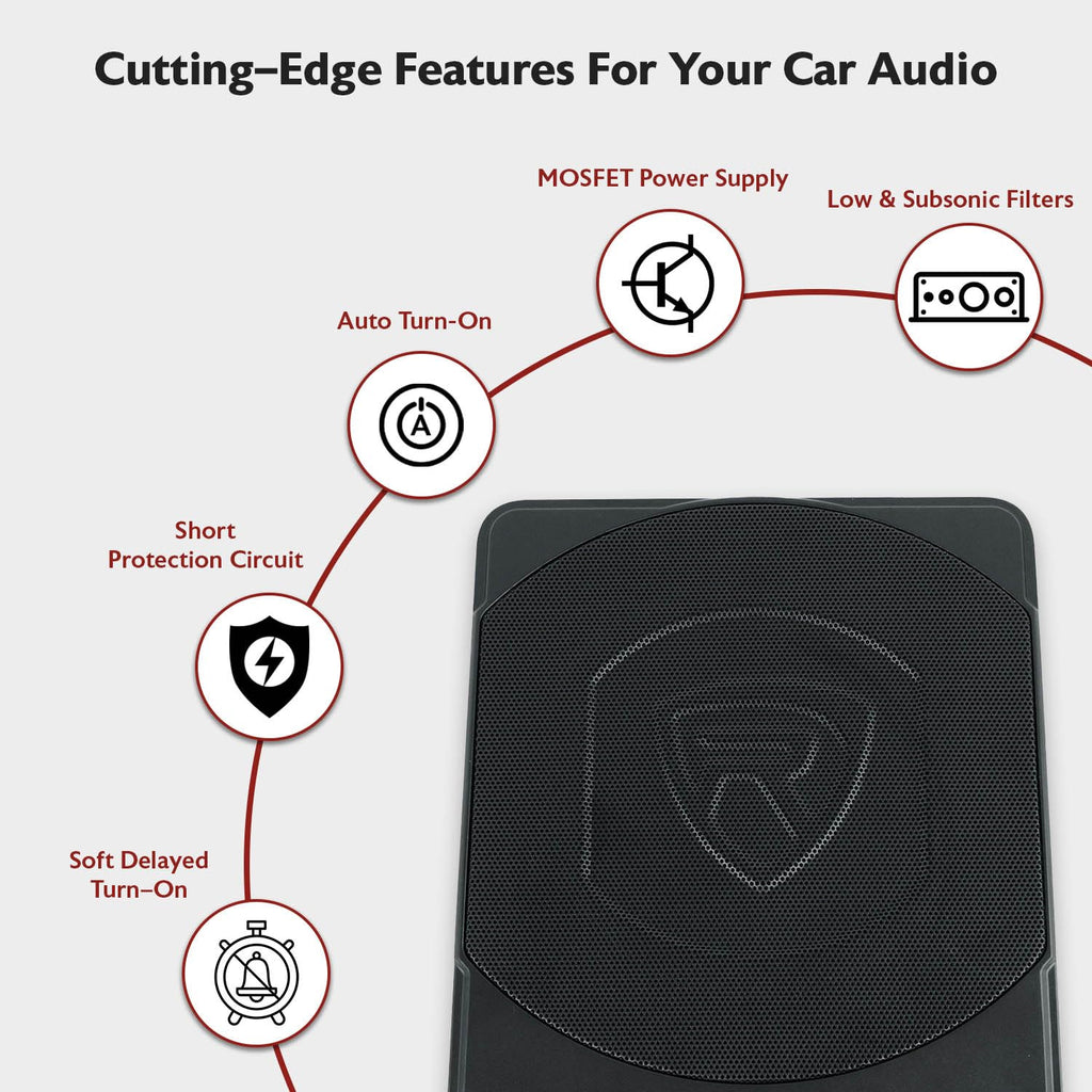 10" Slim Under-Seat Powered Car Subwoofer F26372
