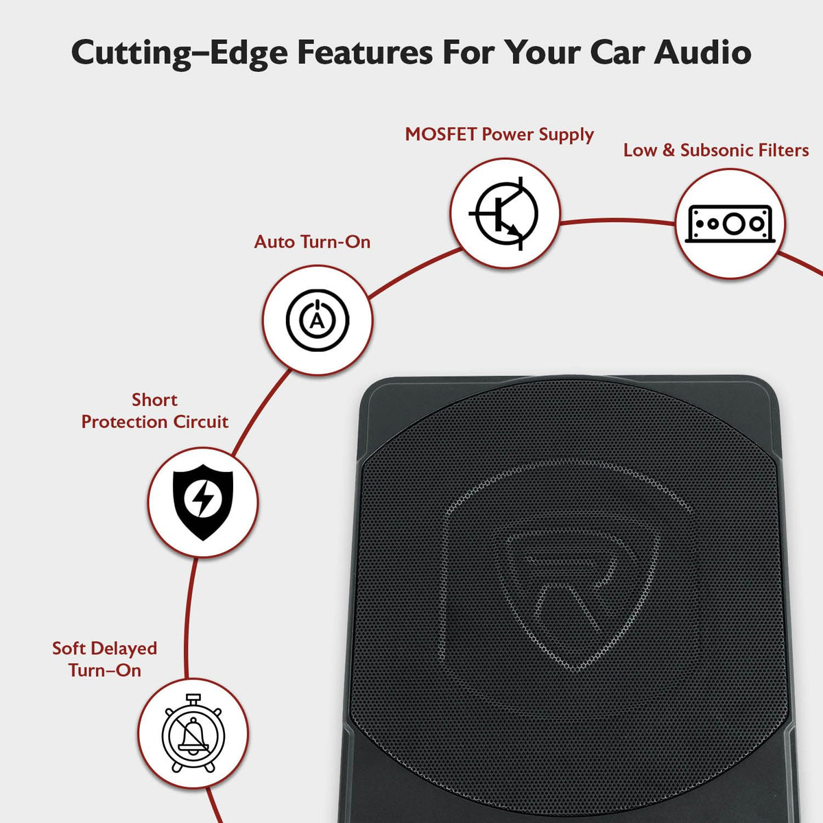 10" Slim Under-Seat Powered Car Subwoofer F26372
