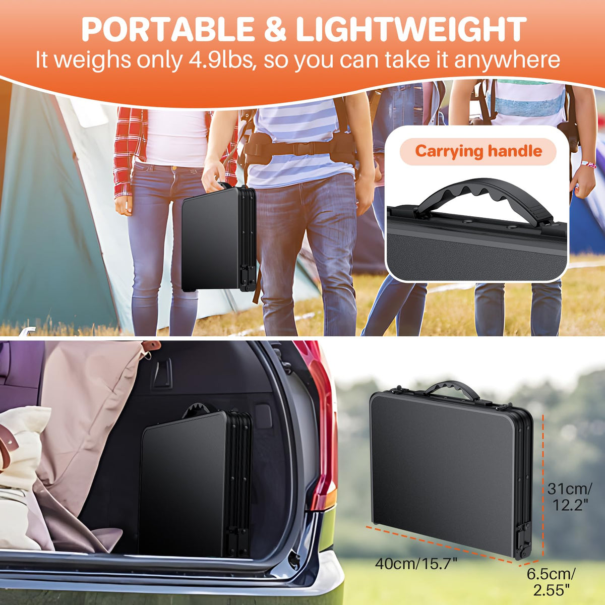 Waterproof Camping Tables with Plastic Tabletop P5036