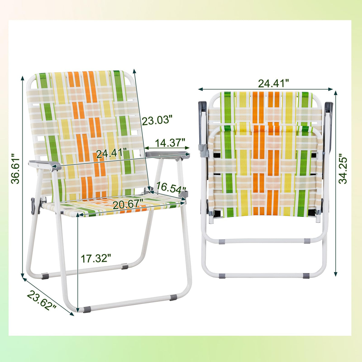 Set of 2 Webbed Folding Beach Chairs Z358