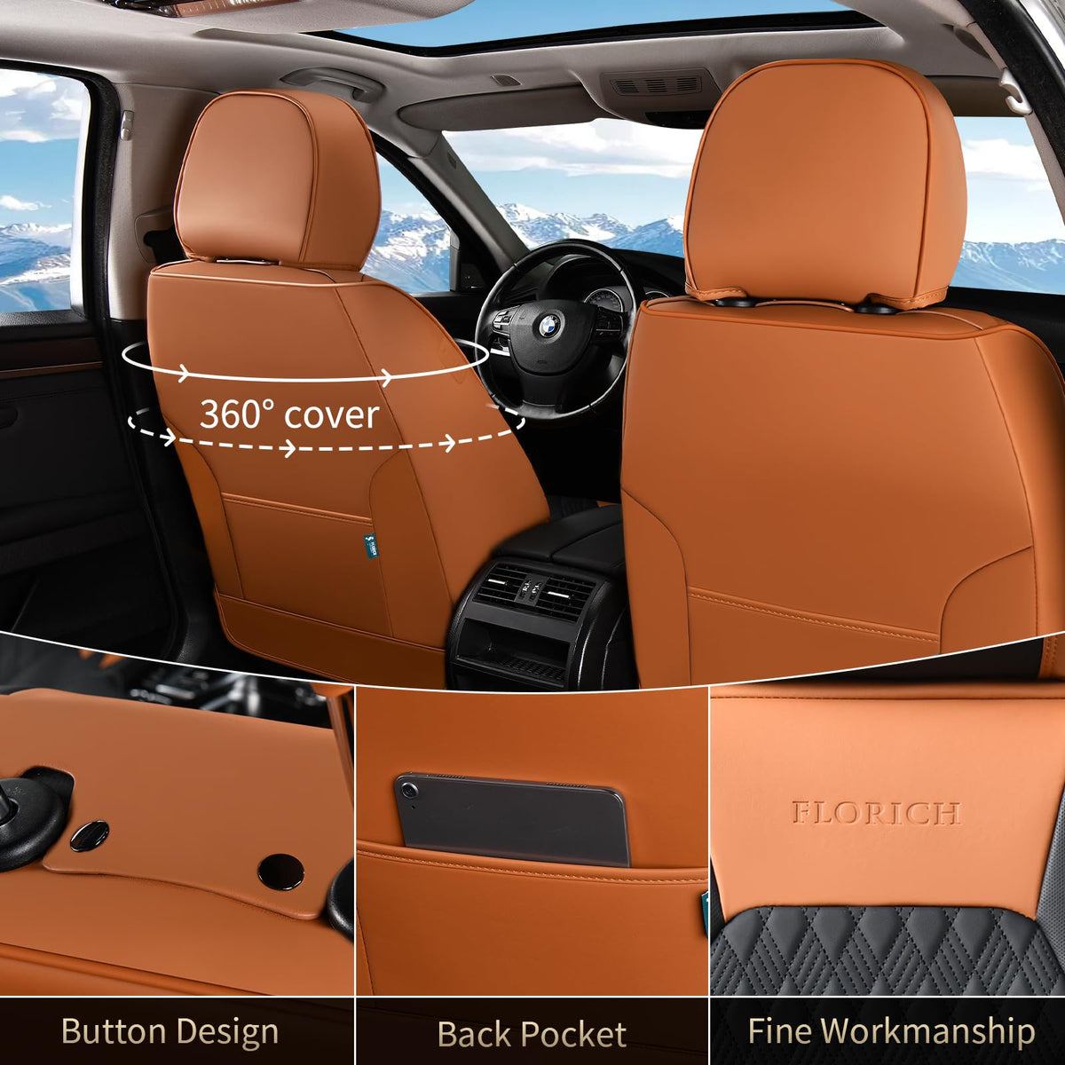 Nappa Leather Car Seat Covers Full Set Z5364