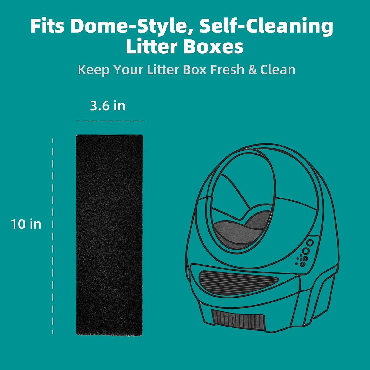 3.6" x 10" Carbon Filter Pads for Cat Litter Boxes Y53361