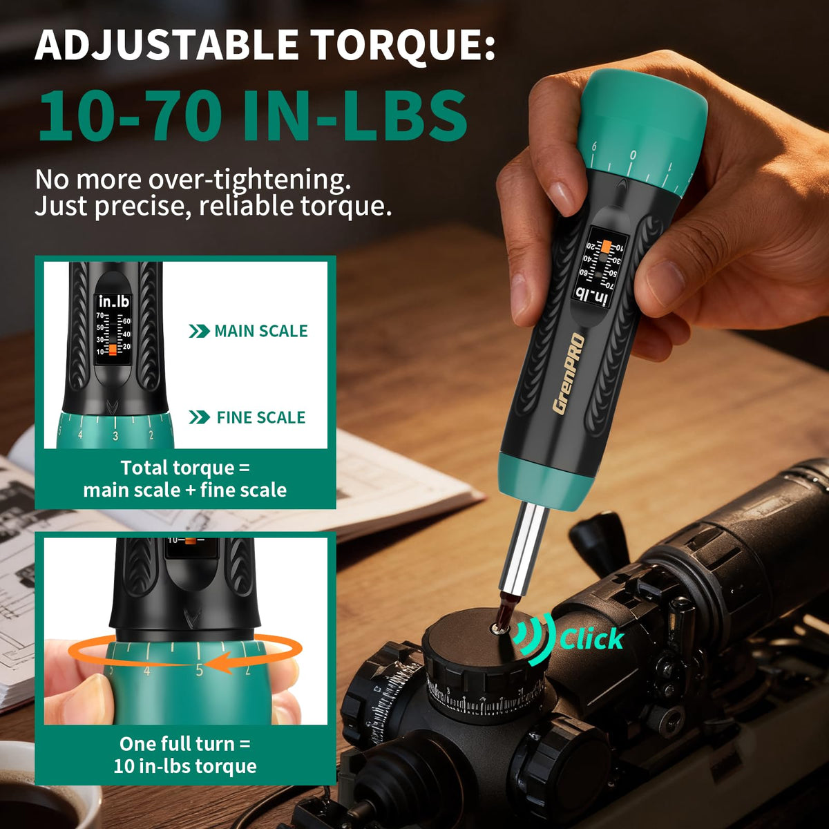 Torque Screwdriver 5-70 in-lb 1/4" Drive Precision Driver Set G460