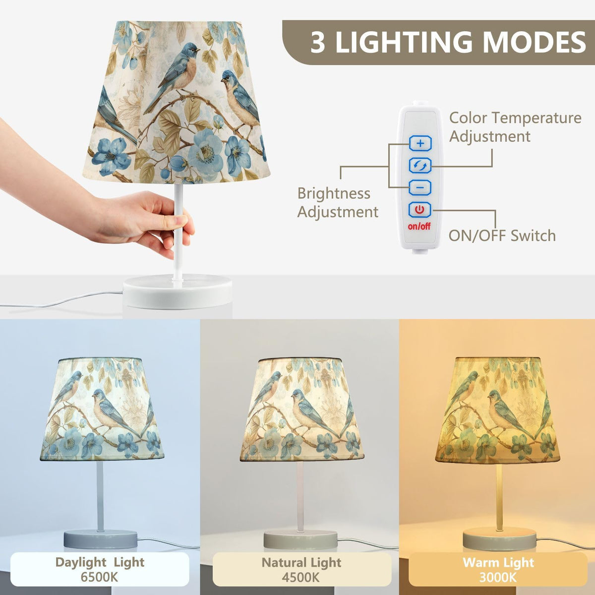 3-Color Dimmable LED Table Lamp with USB Port Z755