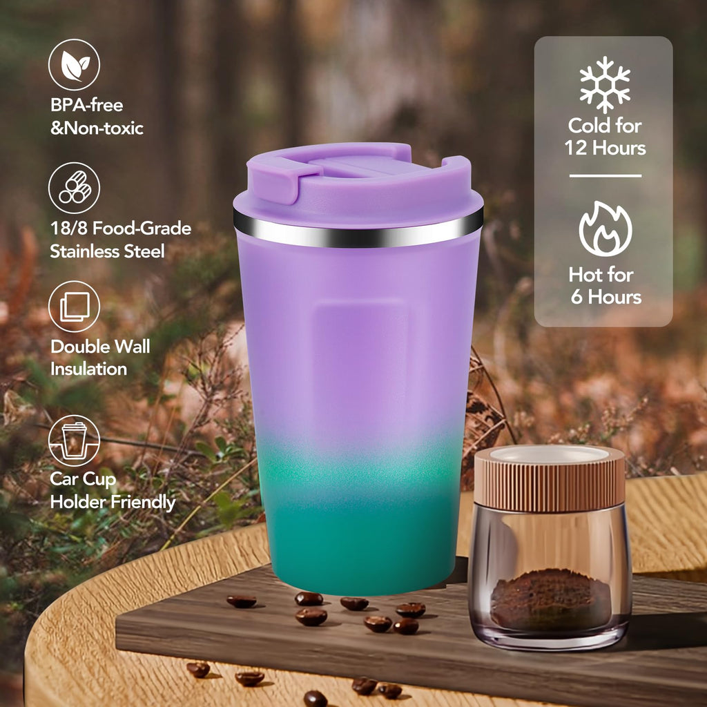 12 oz Insulated Stainless Steel Travel Coffee Mug 2 Pack V271