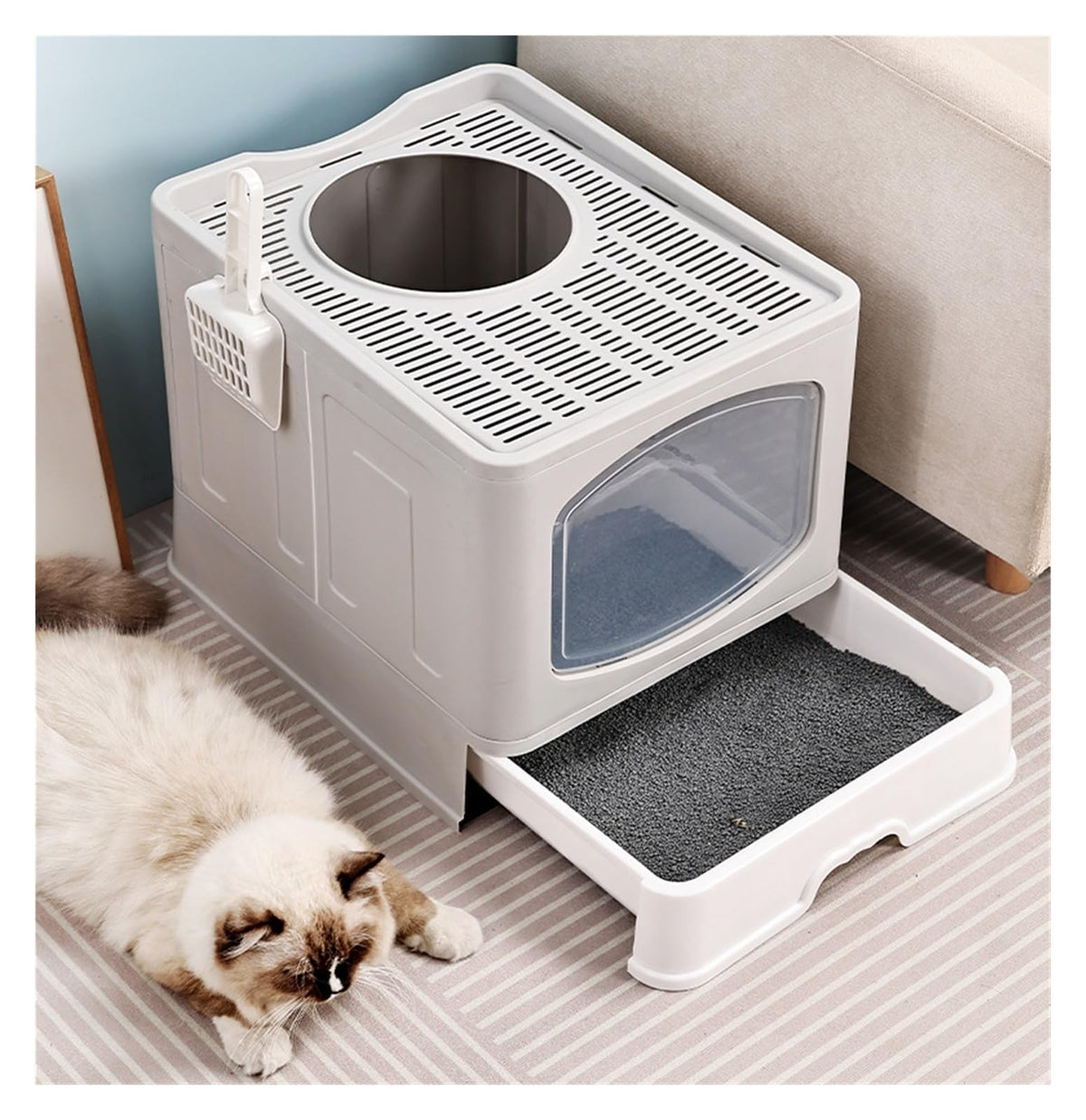 Foldable Cat Litter Box with Lid D54399