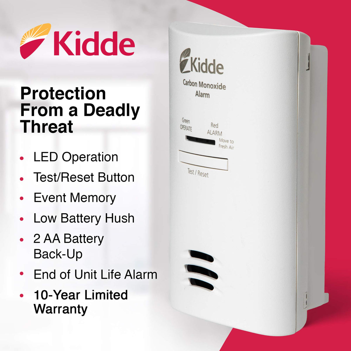 Plug-in Carbon Monoxide Detector with AA Battery Backup K151640