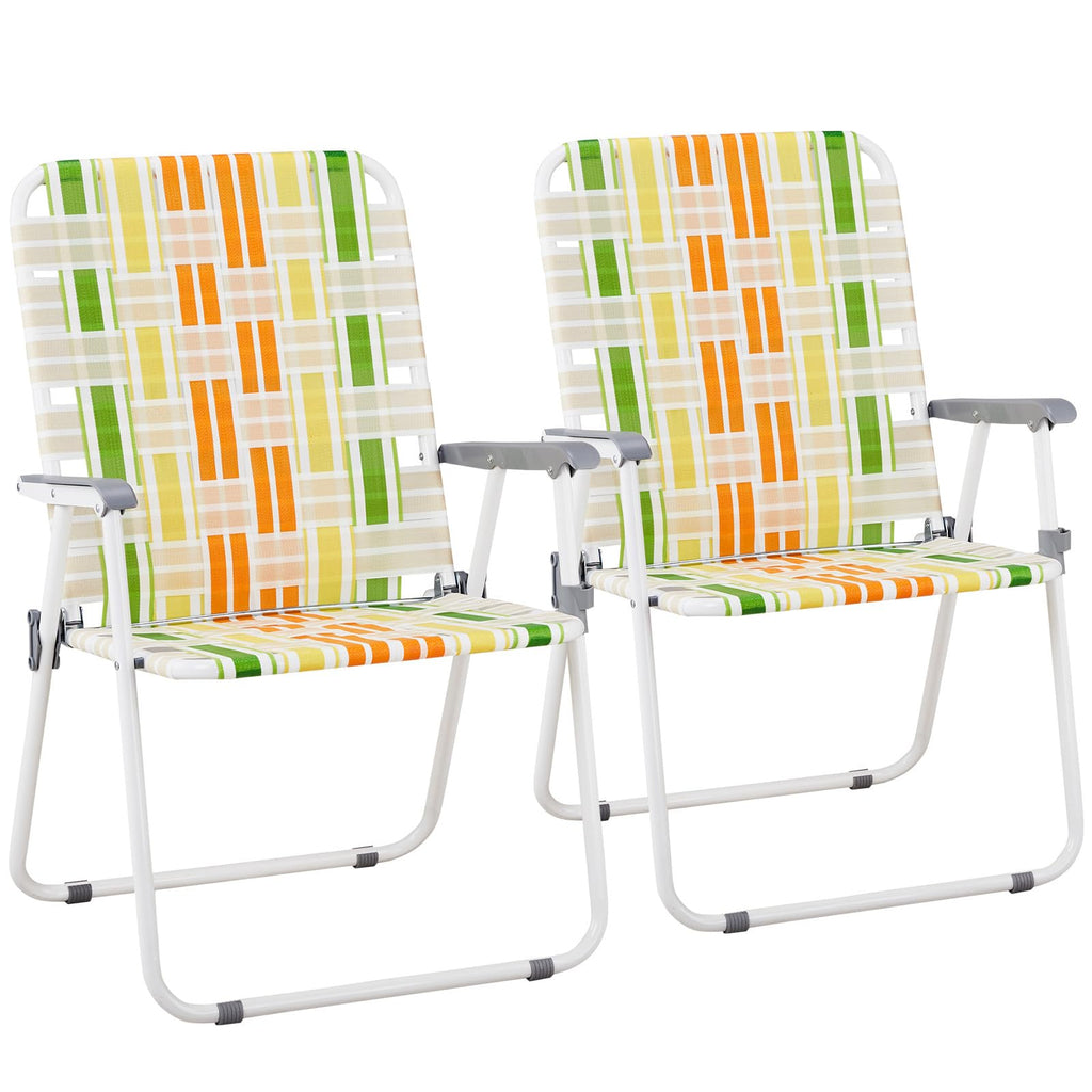 Set of 2 Webbed Folding Beach Chairs Z358