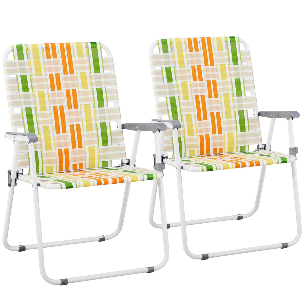 Set of 2 Webbed Folding Beach Chairs Z358