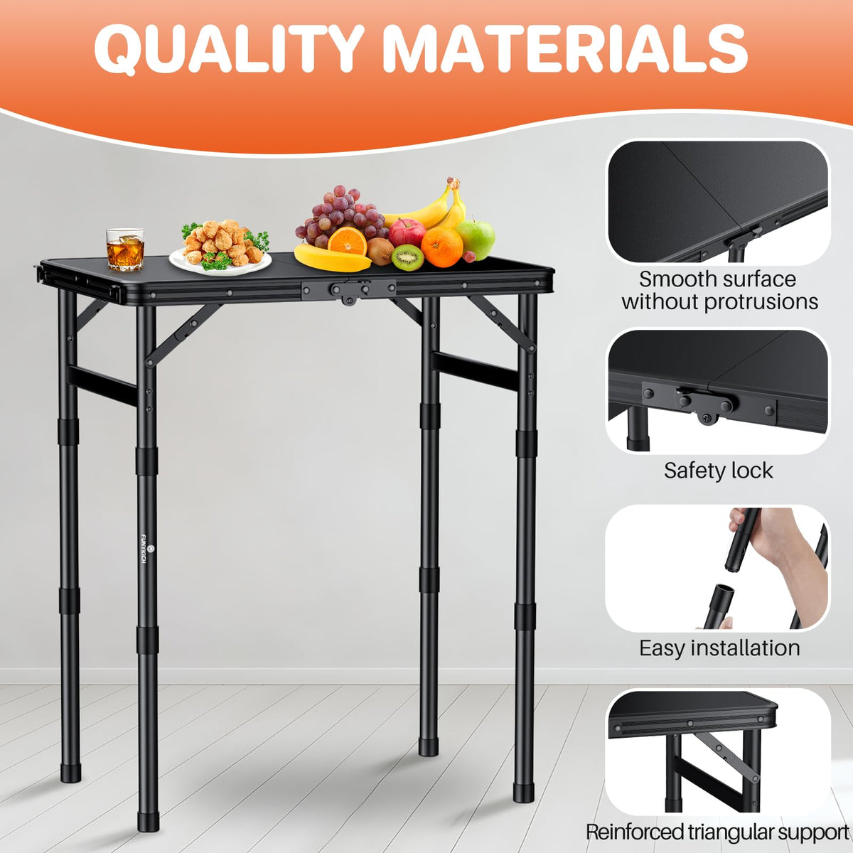 Waterproof Camping Tables with Plastic Tabletop P5036