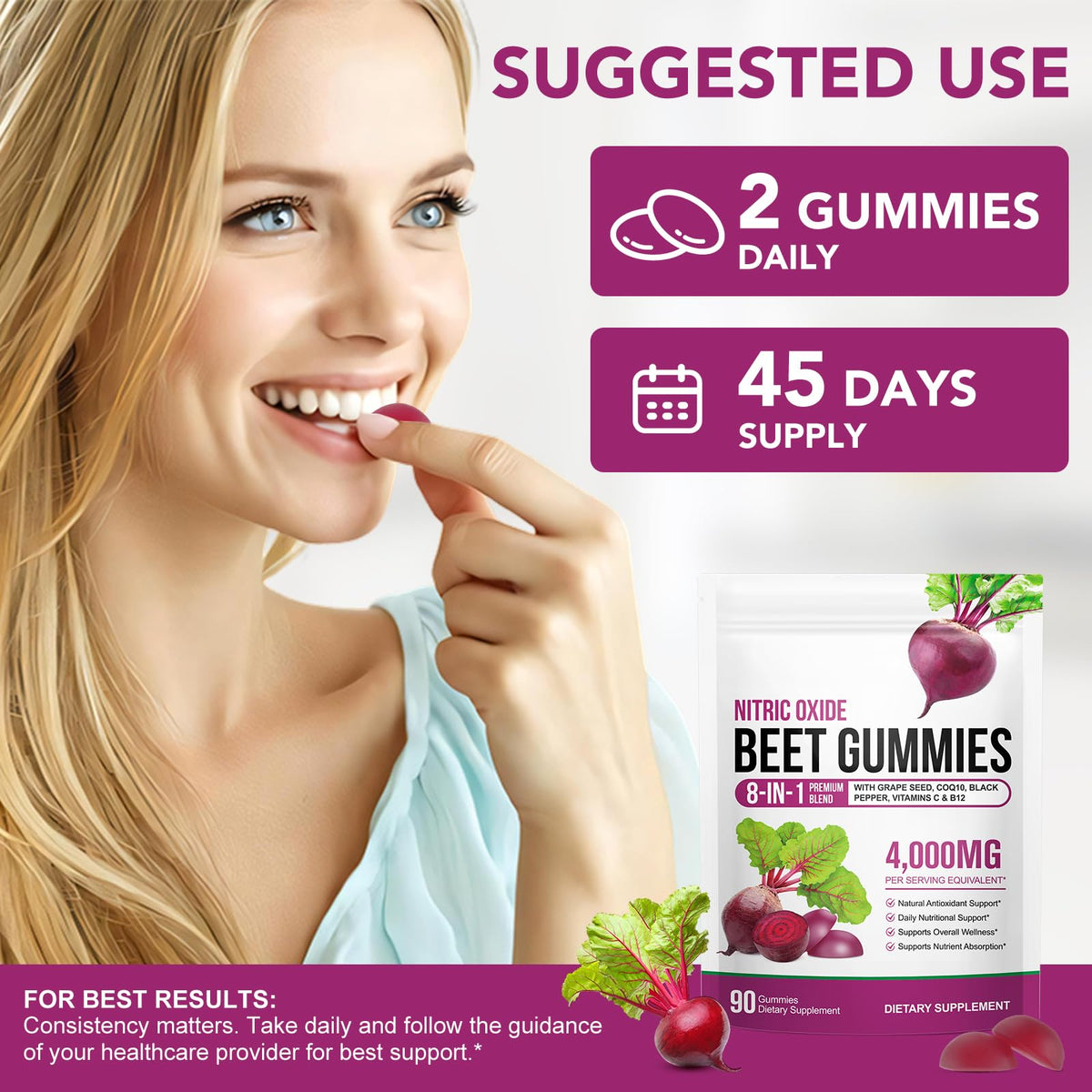Beet Root Gummies with CoQ10 90 Soft Chews Y5434