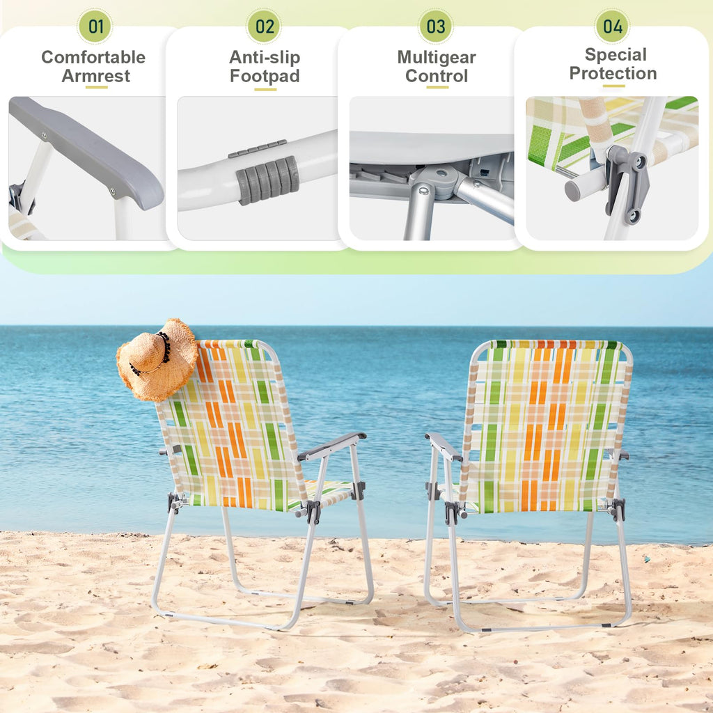 Set of 2 Webbed Folding Beach Chairs Z358