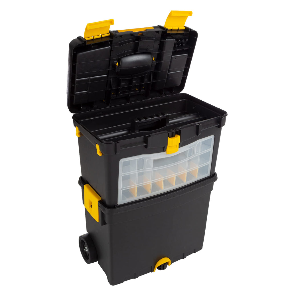 Rolling Tool Box with Wheels, Foldable Handle, and Removable Top U876