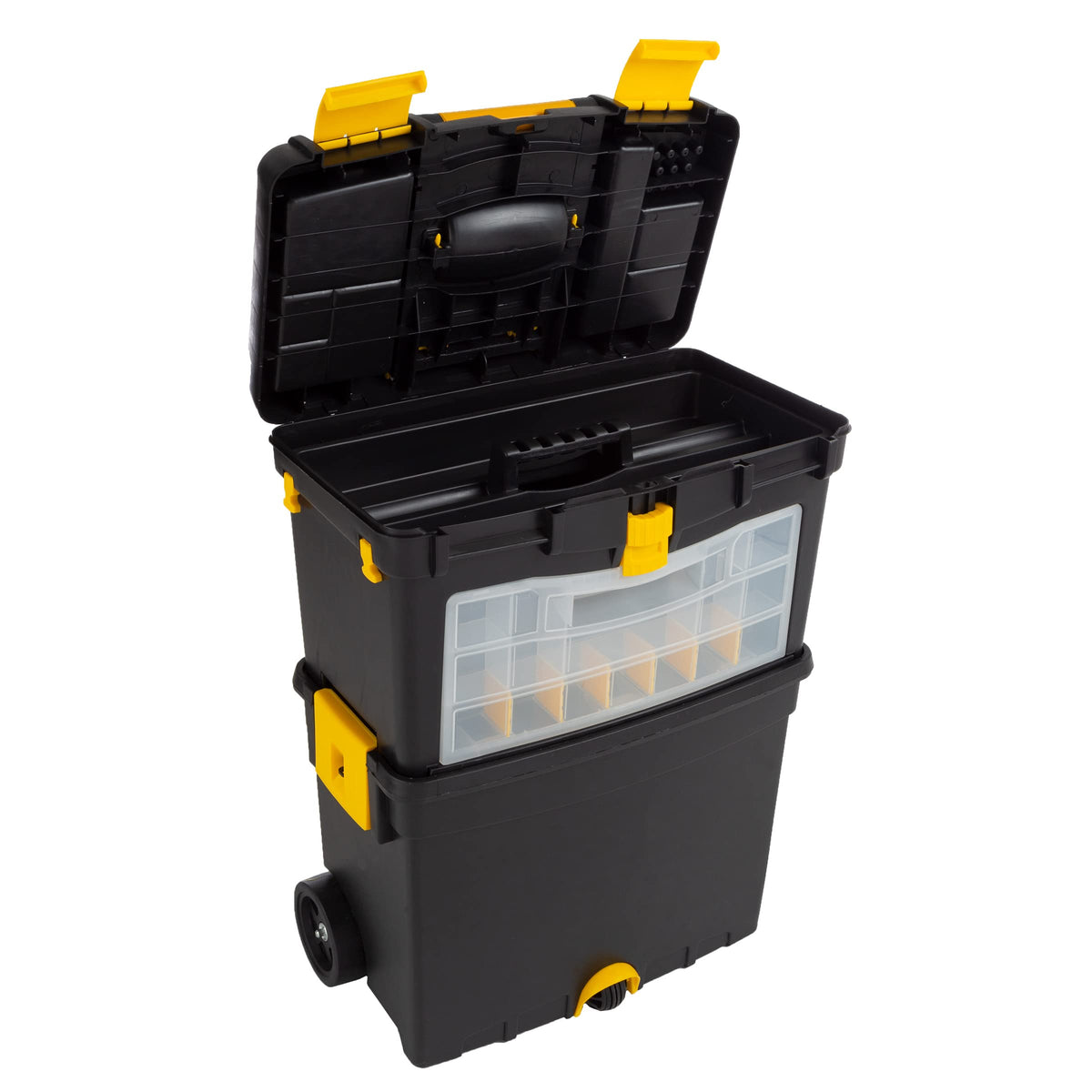 Rolling Tool Box with Wheels, Foldable Handle, and Removable Top U876