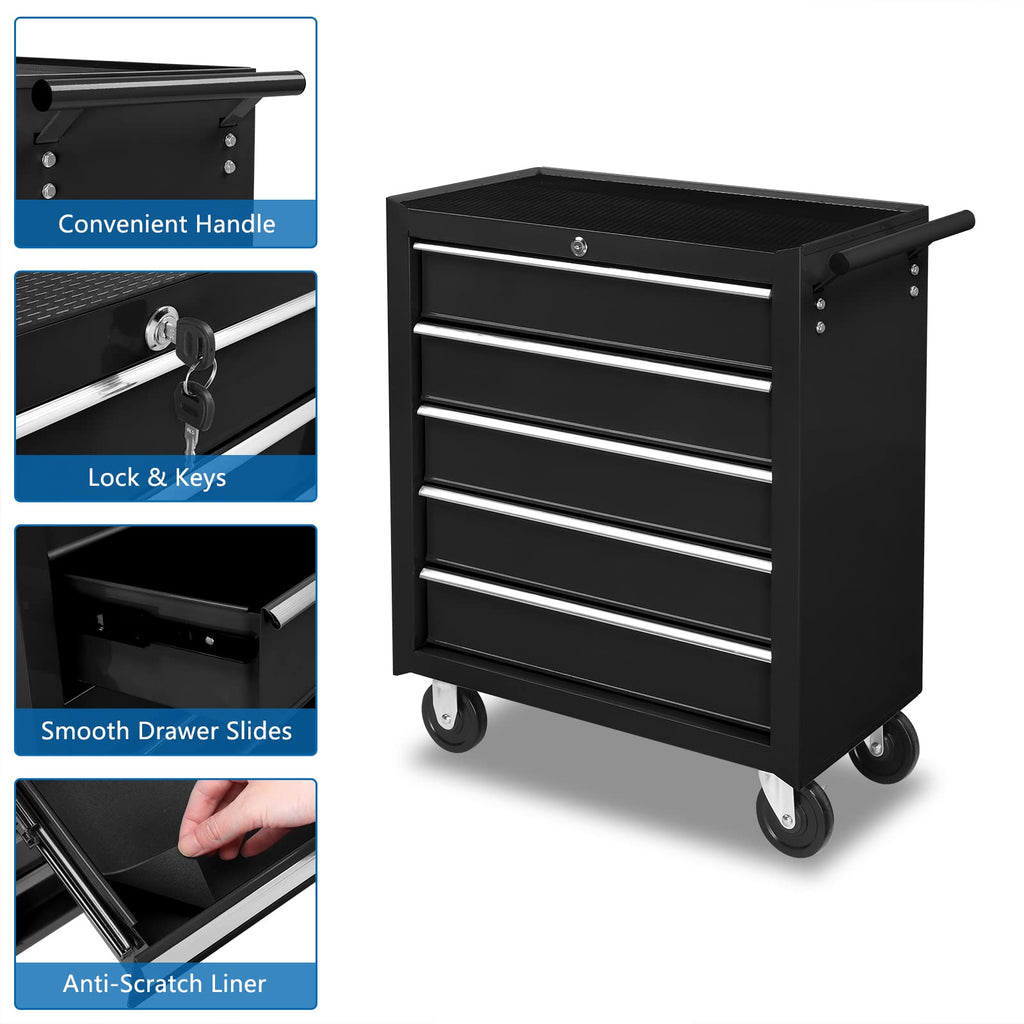 5 Drawer Rolling Tool Chest with Lock C408643