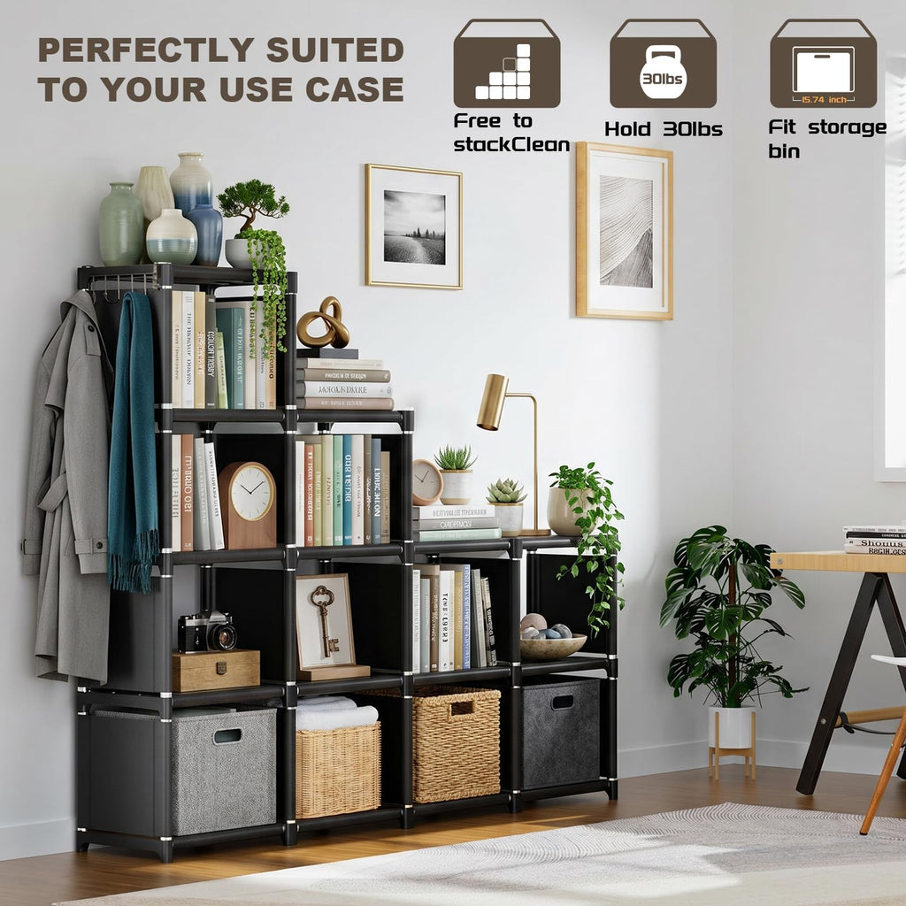 Black 12 Cube Metal Bookcase C556
