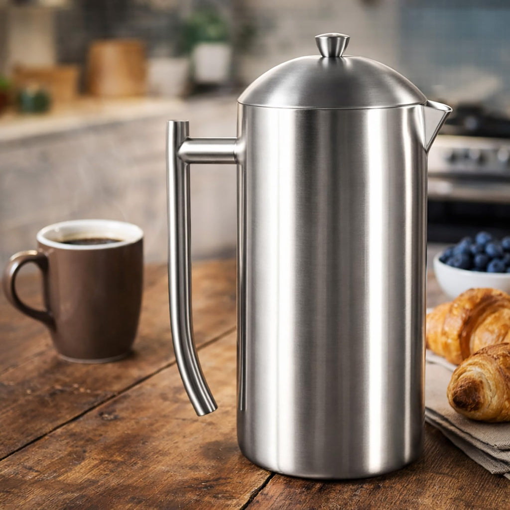Double-Walled Stainless Steel French Press Coffee Maker 36 oz I7633