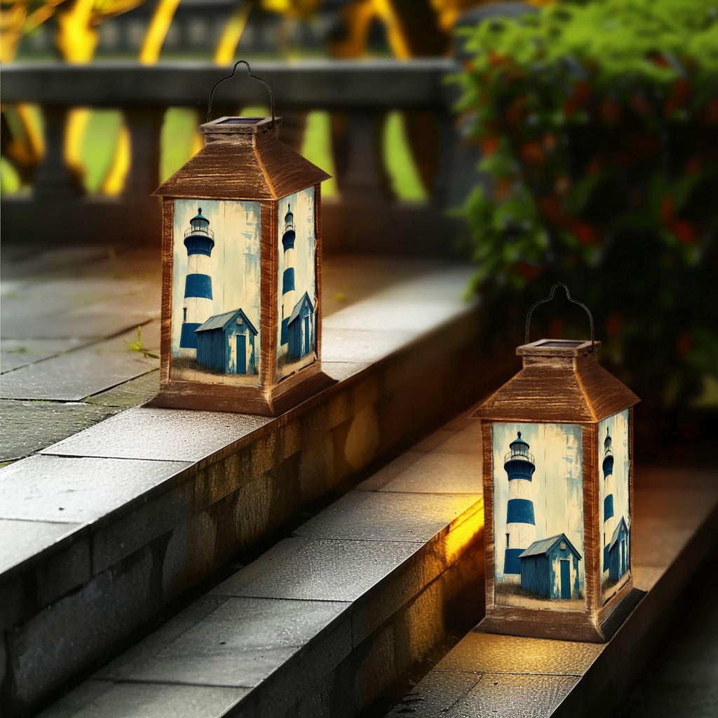 Navy Blue Coastal Solar Lantern B222