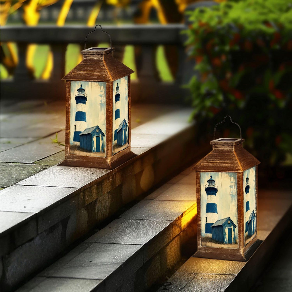 Navy Blue Coastal Solar Lantern B222